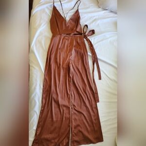 Elegant Brown Wrap Jumpsuit